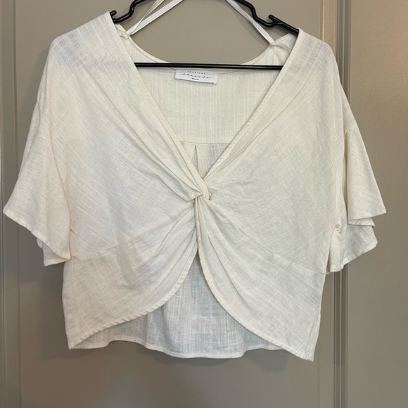 American Threads white linen crop top size Medium - Picture 1 of 4